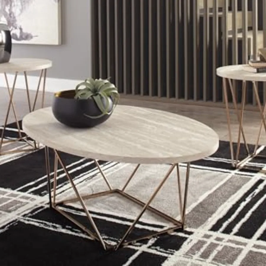 Faux Marble Coffee Table Set of 3