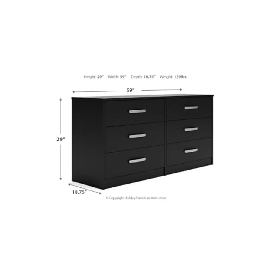 Finch 6-Drawer Black Dresser view 3