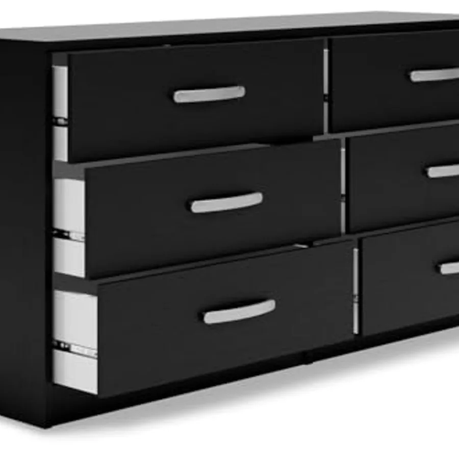 Finch 6-Drawer Black Dresser view 4