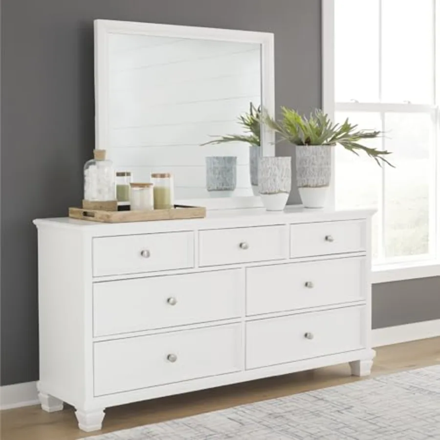Fortman 7 Drawer White Dresser and Mirror Set view 2
