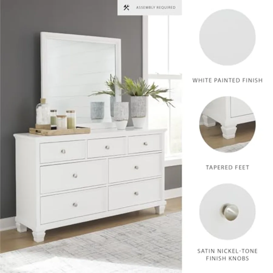 Fortman 7 Drawer White Dresser and Mirror Set view 4