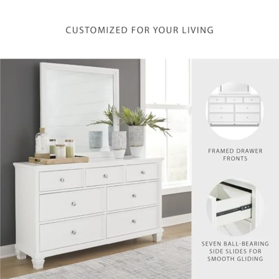 Fortman 7 Drawer White Dresser and Mirror Set view 5