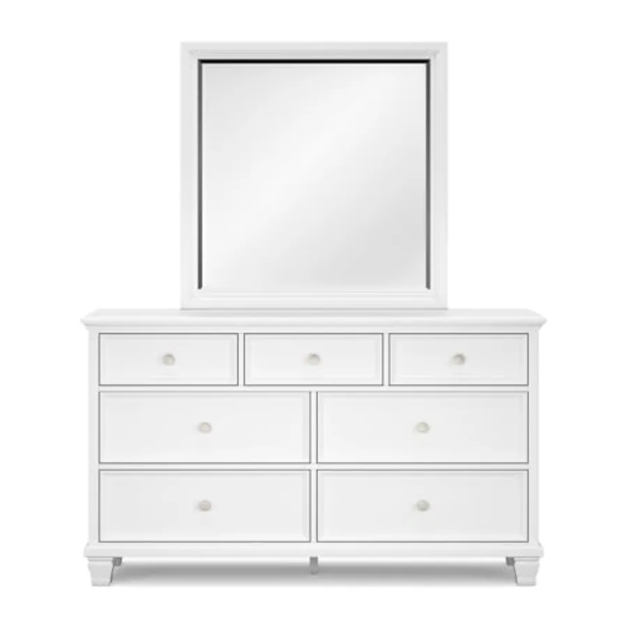 Fortman 7 Drawer White Dresser and Mirror Set