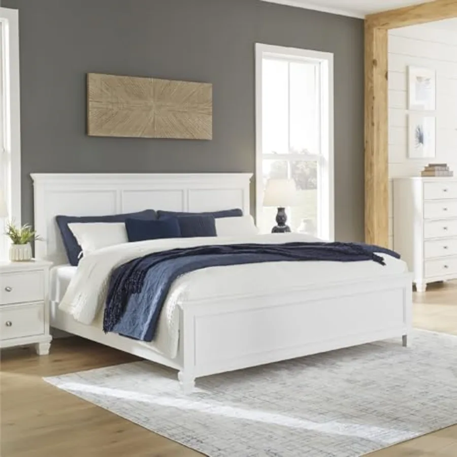 Fortman Transitional King Panel Bed with Tapered Feet view 2
