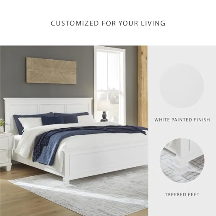 Fortman Transitional King Panel Bed with Tapered Feet view 5