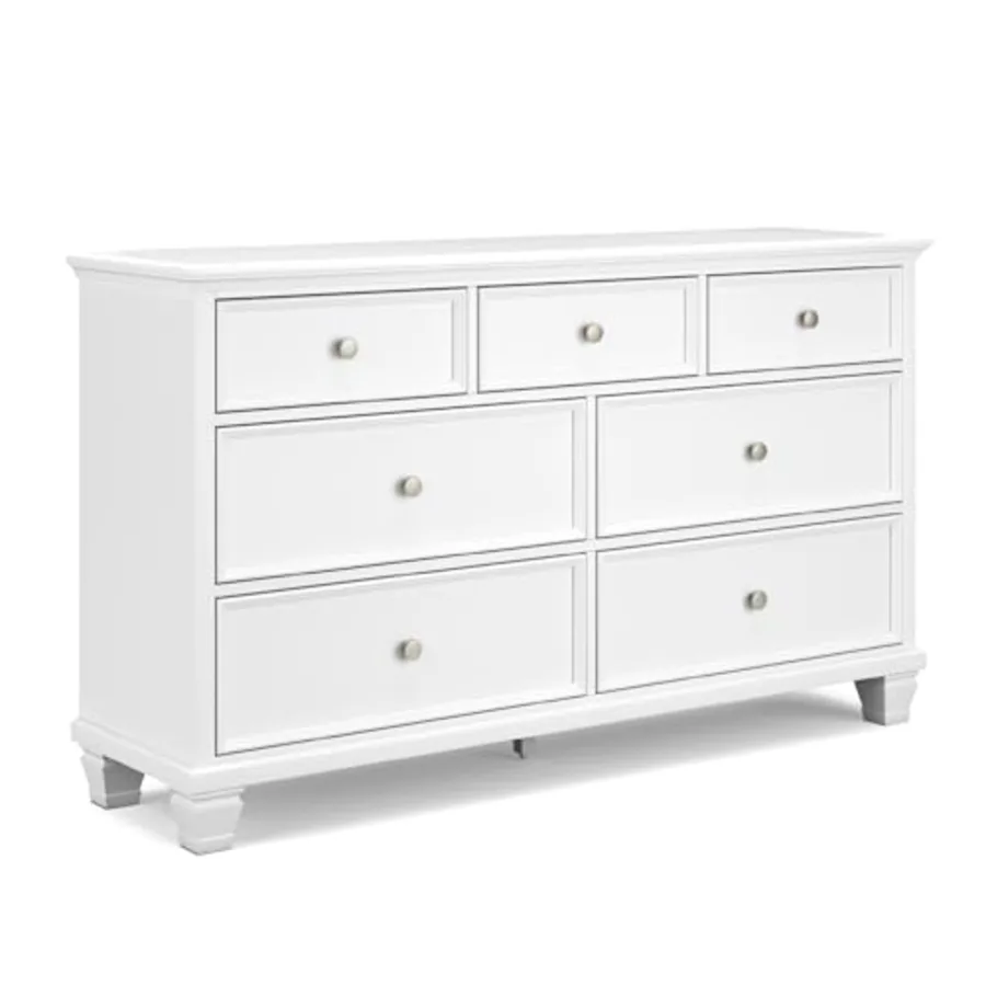 Fortman White 7-Drawer Wide Dresser for Bedroom