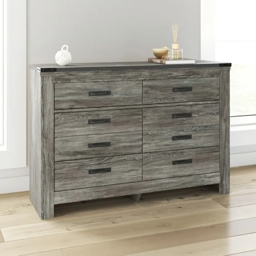 Frandern Casual Rustic Dresser With 6 Smooth-Gliding Drawers view 2