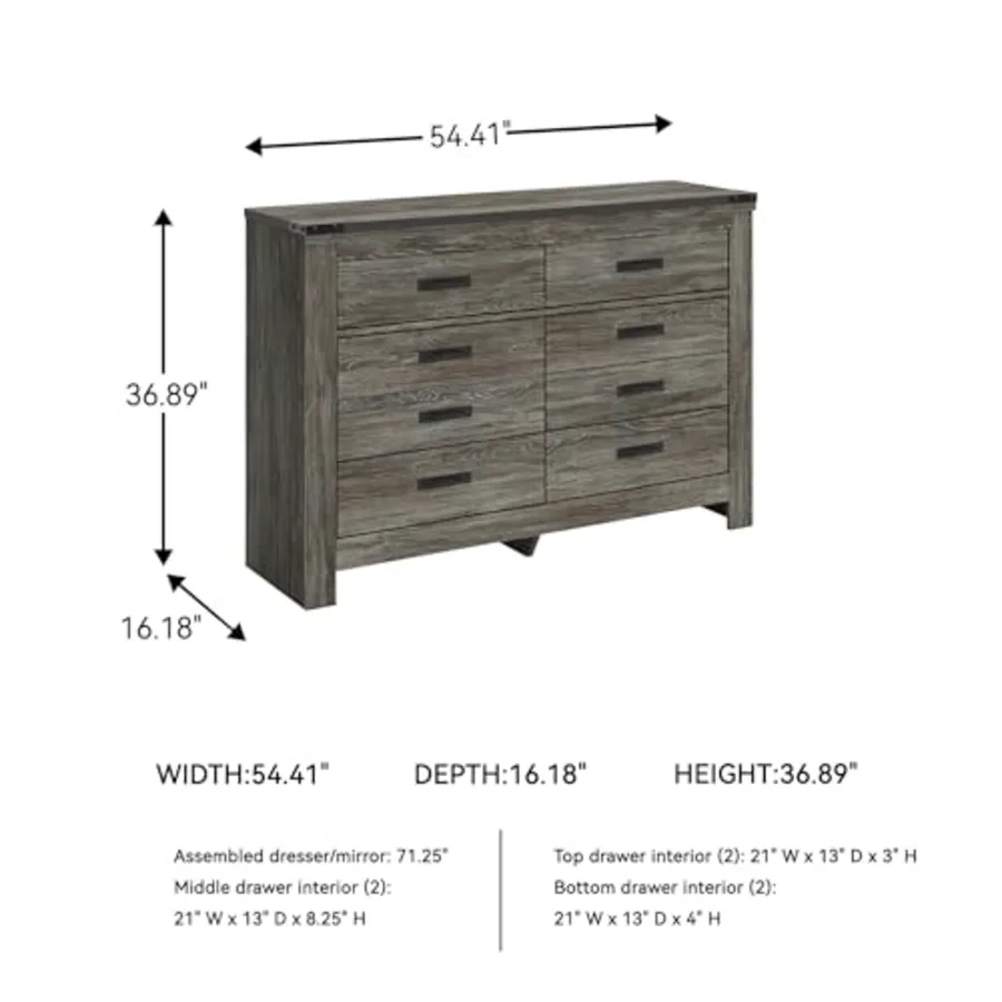 Frandern Casual Rustic Dresser With 6 Smooth-Gliding Drawers view 3