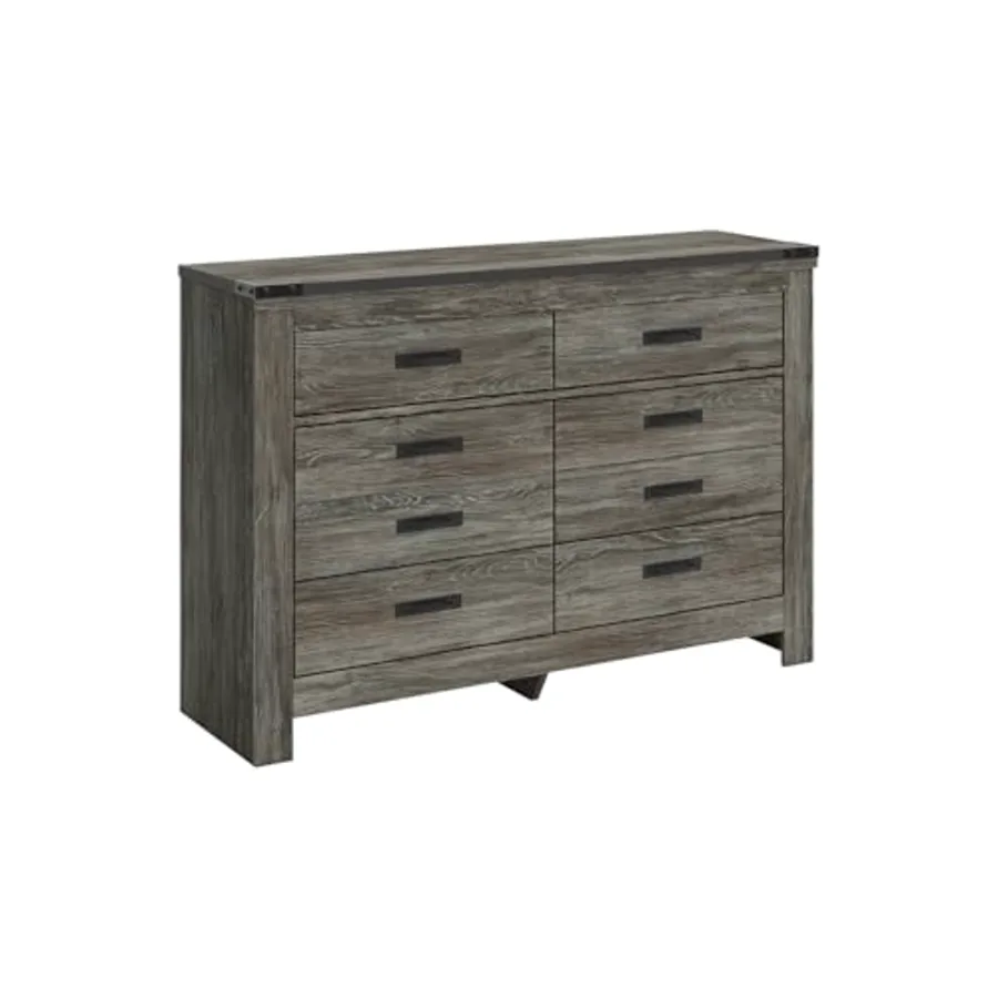 Frandern Casual Rustic Dresser With 6 Smooth-Gliding Drawers