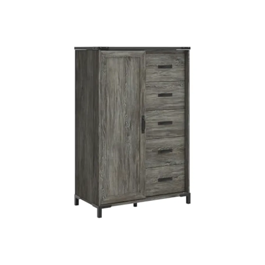 Frandern Vintage 5-Drawer Dressing Chest with Shelves Behind