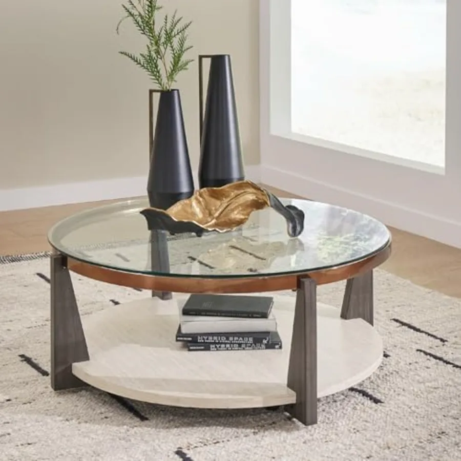Frazwa 1-Piece Round Glass Coffee Table view 2