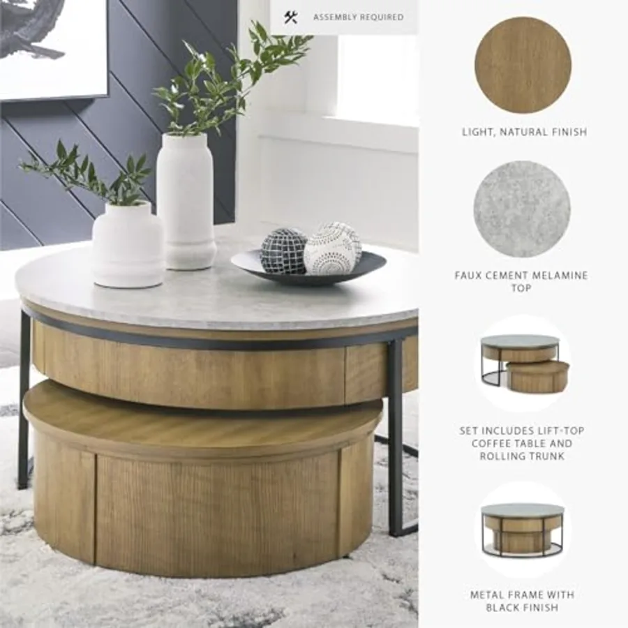 Fridley Contemporary Lift Top Flip Top Nesting Cocktail view 4