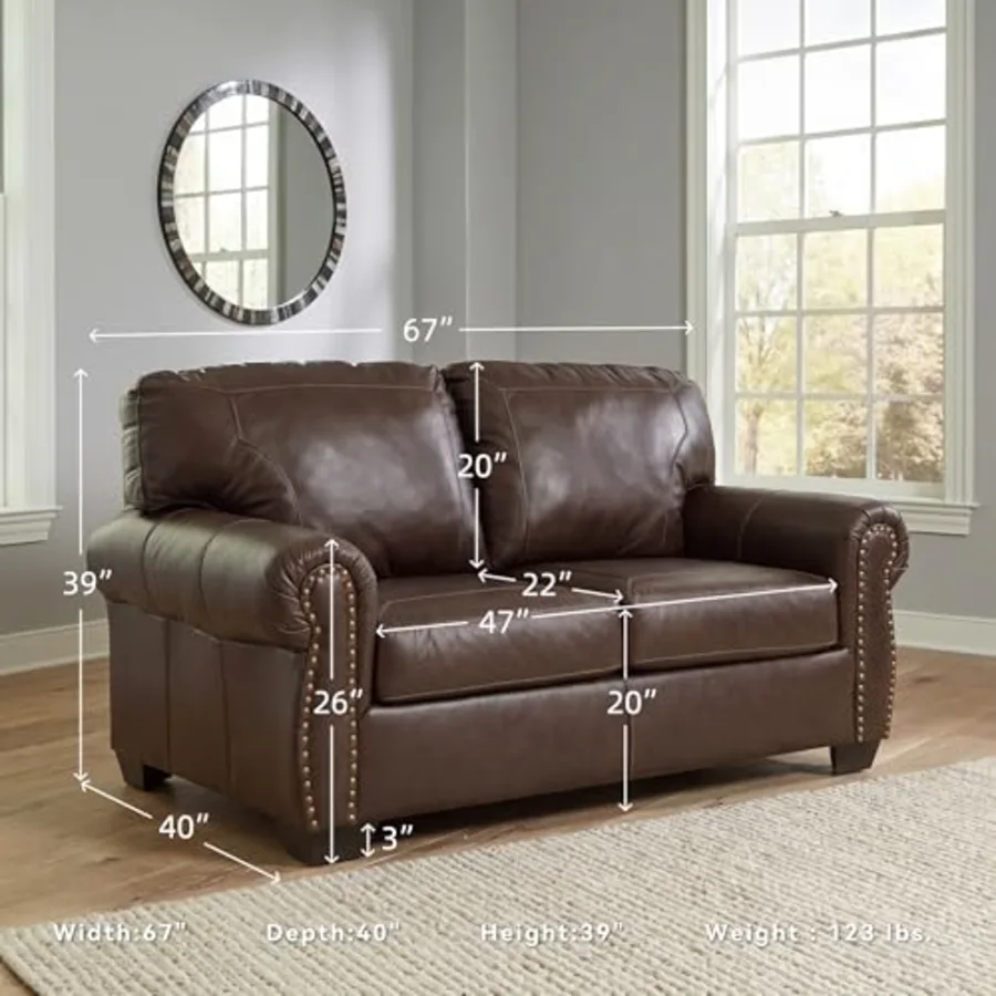 Furniture Brown Leather Loveseat Sofa view 3