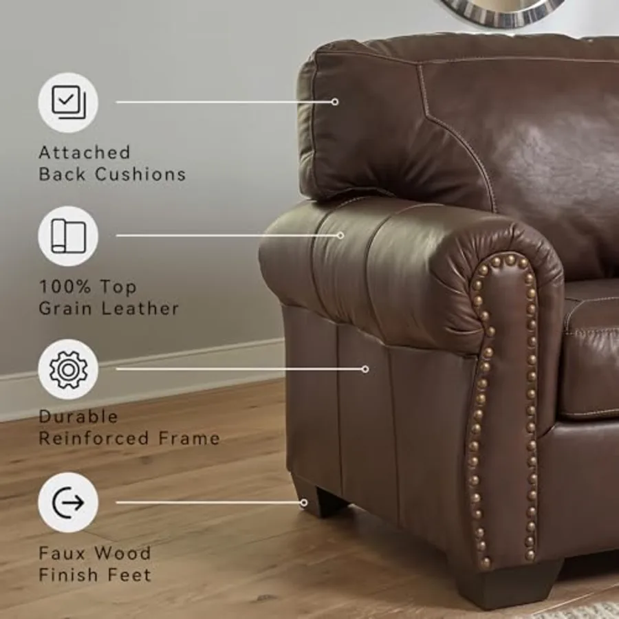 Furniture Brown Leather Loveseat Sofa view 4