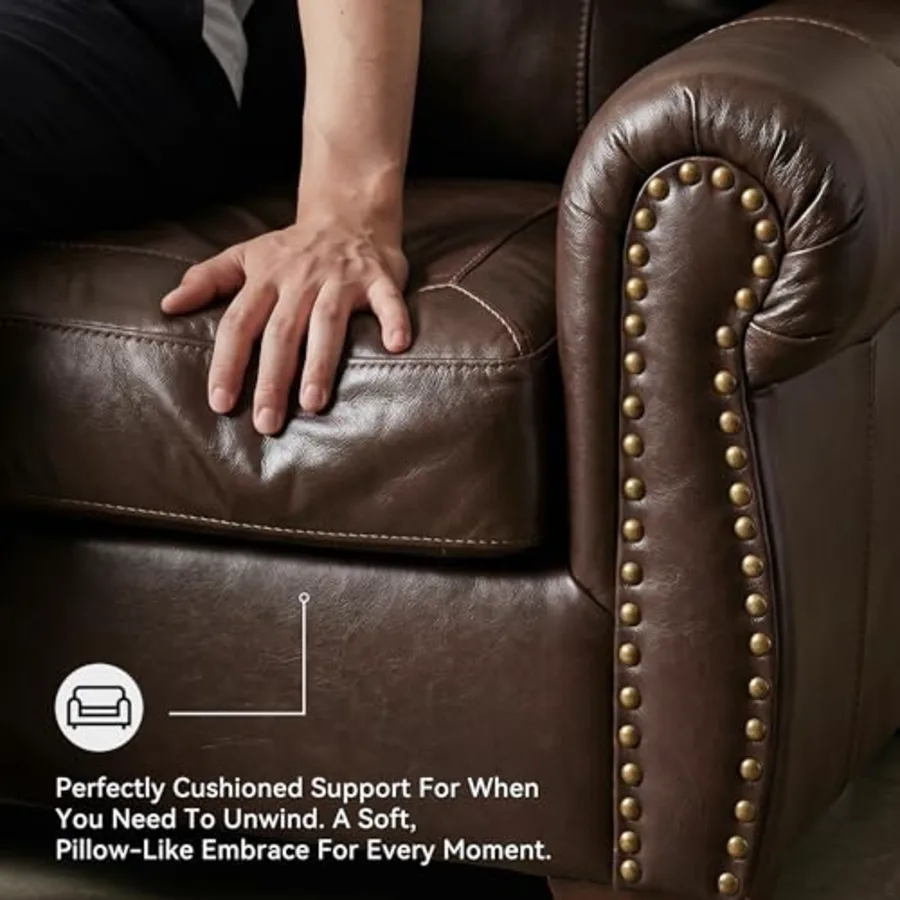 Furniture Brown Leather Loveseat Sofa view 5