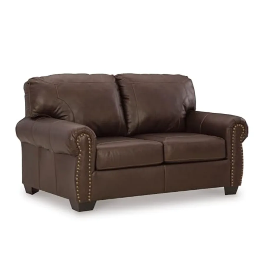 Furniture Brown Leather Loveseat Sofa