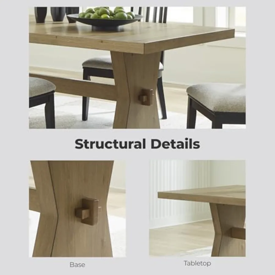 Galliden Farmhouse Dining Table with Extra-Thick Tabletop view 3