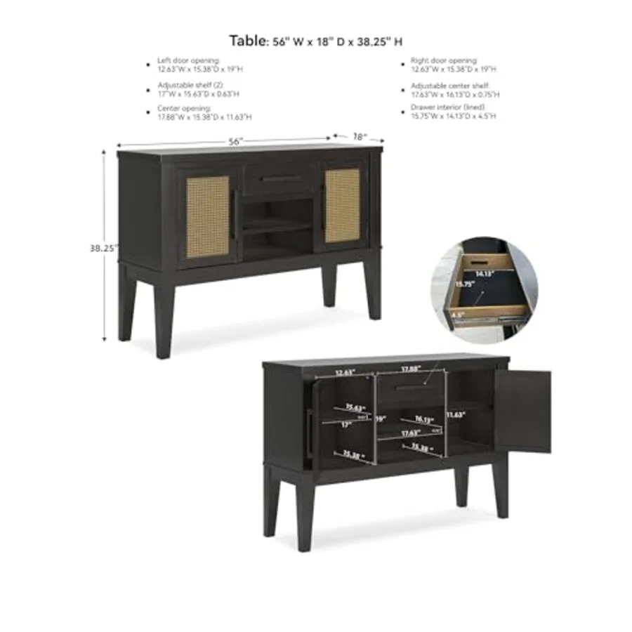 Galliden Urban 2-Door Dining Server with Reversible Wine Rack view 3
