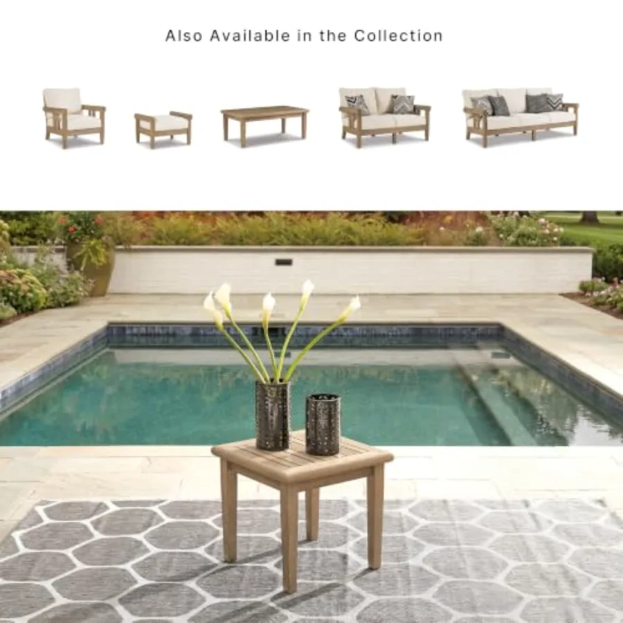 Gerianne Outdoor Square End Table with Slatting Styling view 2