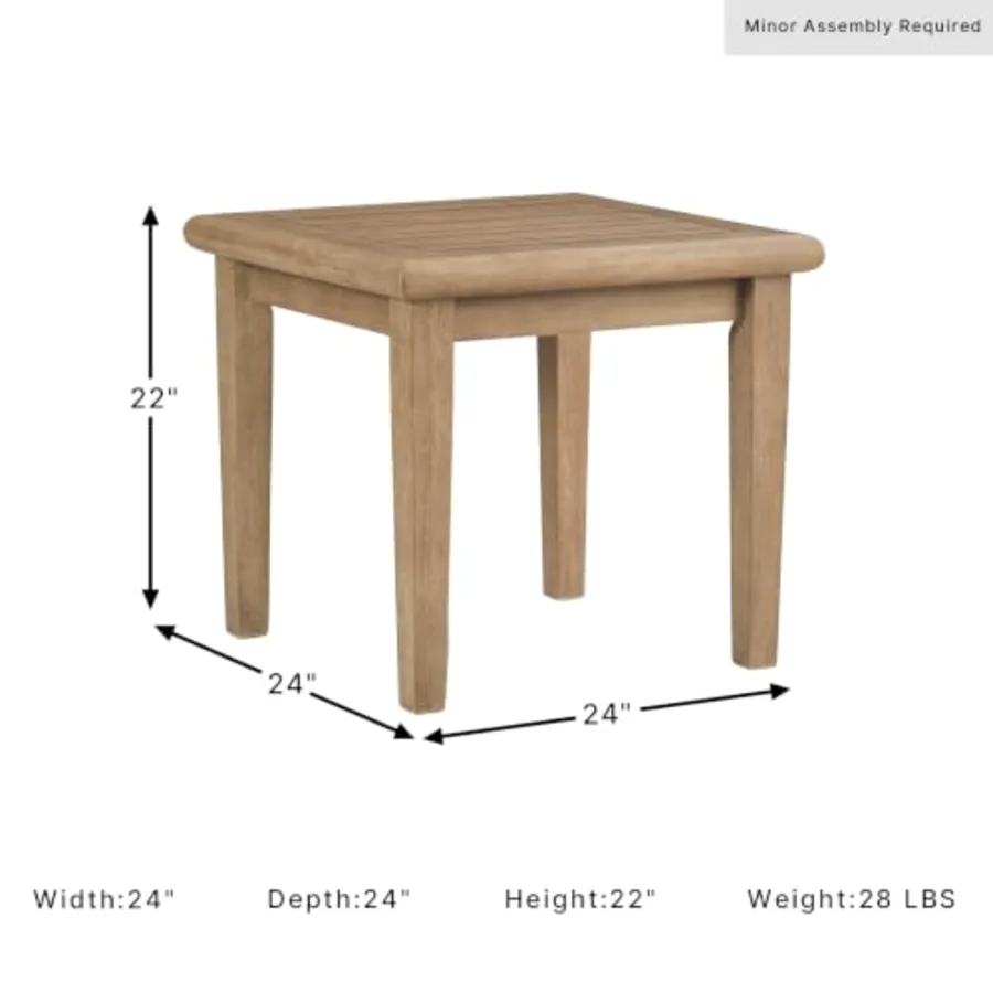 Gerianne Outdoor Square End Table with Slatting Styling view 3