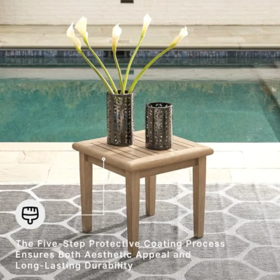 Gerianne Outdoor Square End Table with Slatting Styling view 5