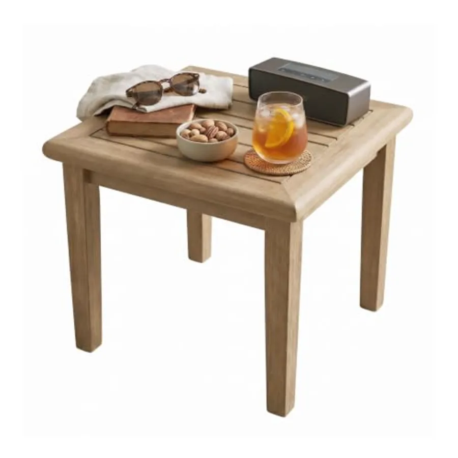 Gerianne Outdoor Square End Table with Slatting Styling