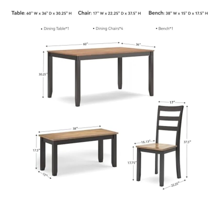 Gesthaven 6-Piece Dining Table Set with Bench view 3