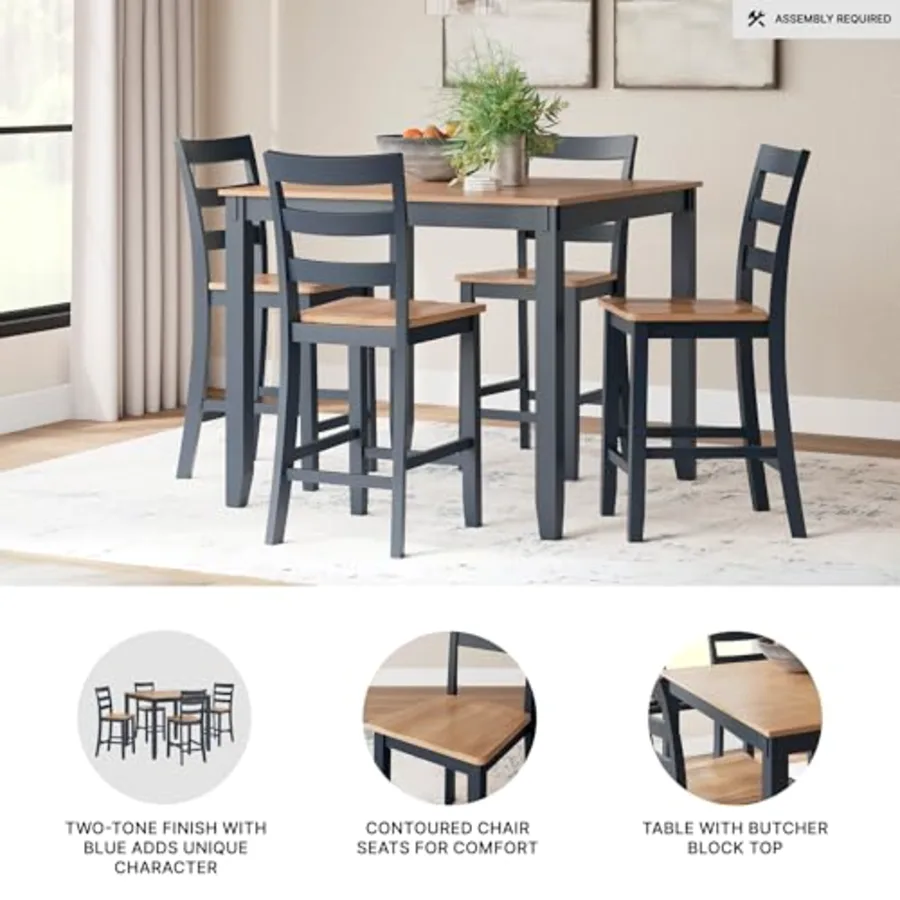 Gesthaven Counter Height Dining Table Set 4 Bar Stools view 4