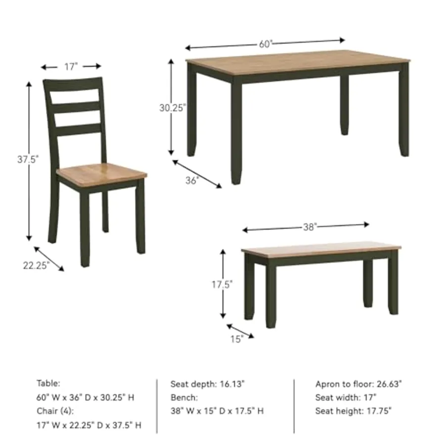 Gesthaven Dining Table Set with 4 Chairs and Bench view 3