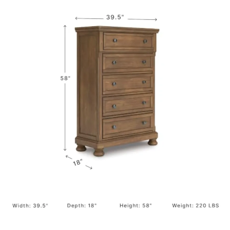 Glarrison Wood 5 Drawer Tall Chest of Drawers view 3
