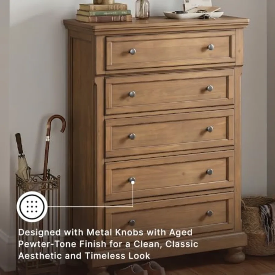 Glarrison Wood 5 Drawer Tall Chest of Drawers view 5