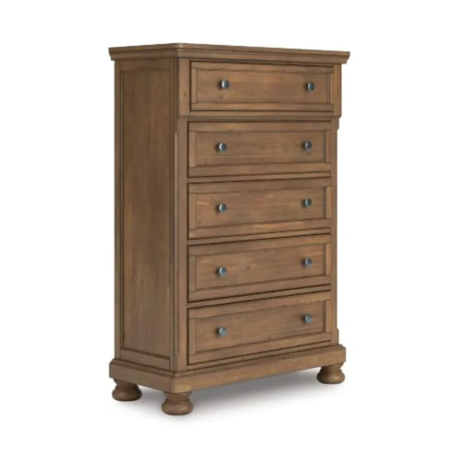 Glarrison Wood 5 Drawer Tall Chest of Drawers