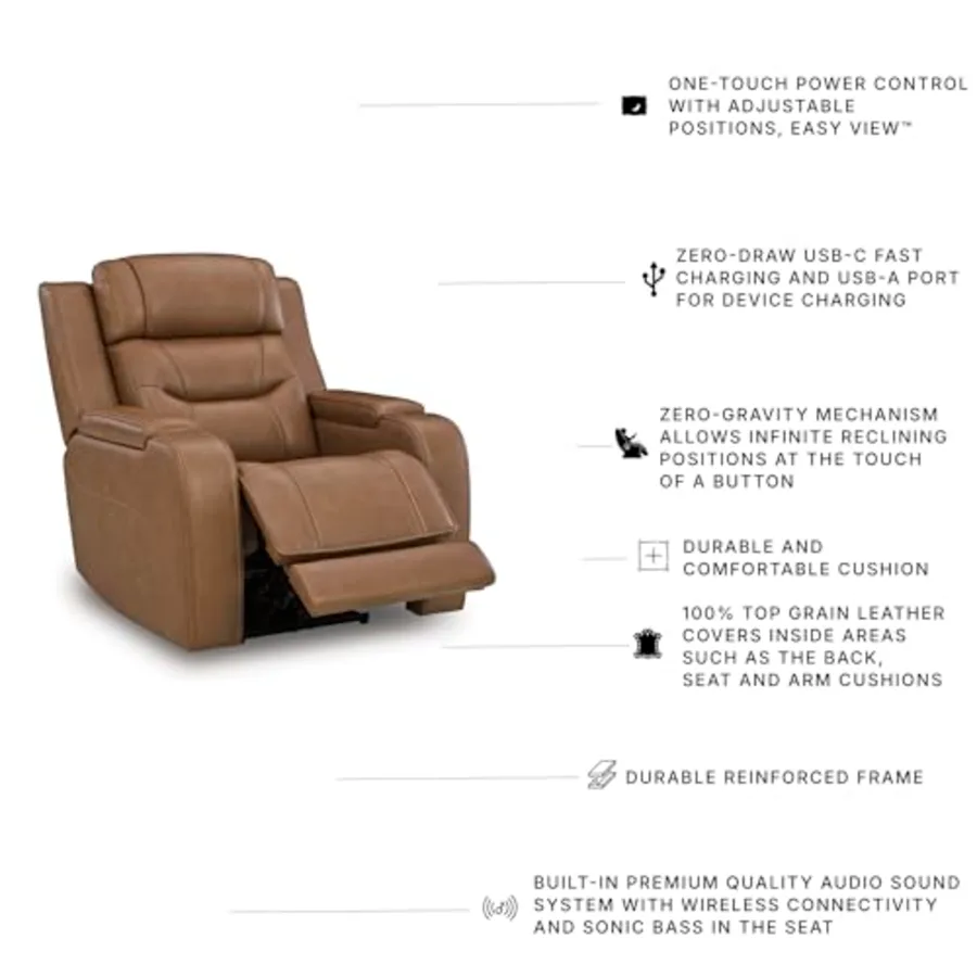 Guru Leather Power Recliner Chair view 4