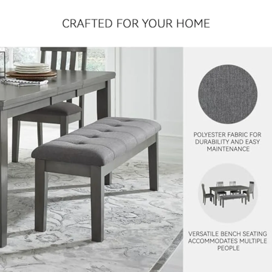 Hallanden Rustic Tufted Upholstered Dining Room Bench view 4