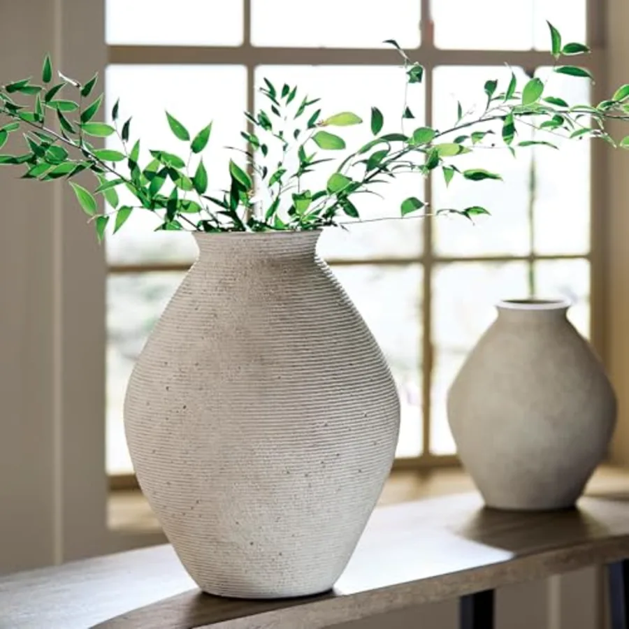 Hannela 17" Modern Distressed Polyresin Vase view 2