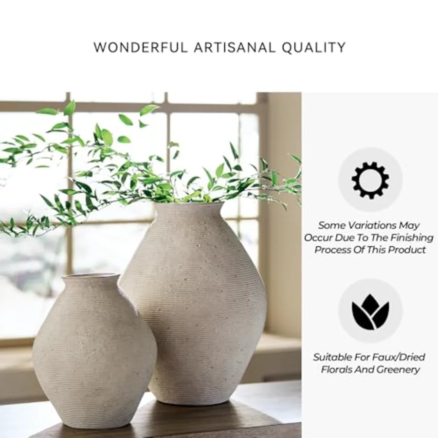Hannela 17" Modern Distressed Polyresin Vase view 4