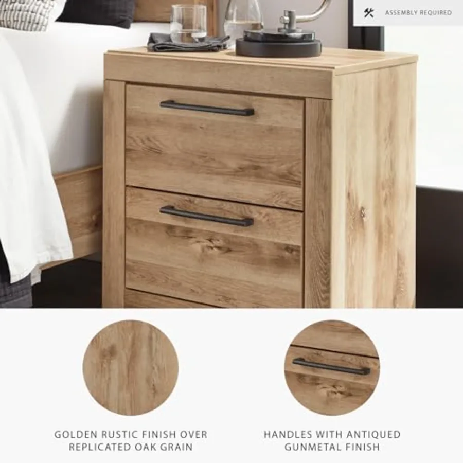 Hyanna Rustic Contemporary 2 Drawer Nightstand with 2 USB view 3