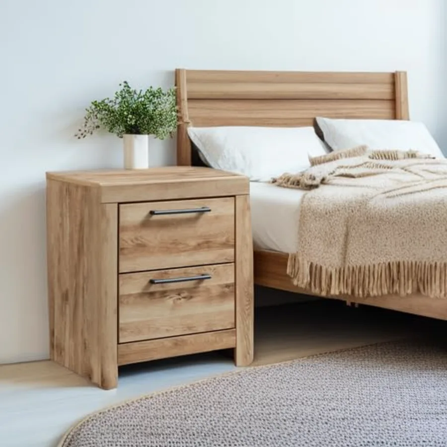 Hyanna Rustic Contemporary 2 Drawer Nightstand with 2 USB view 5