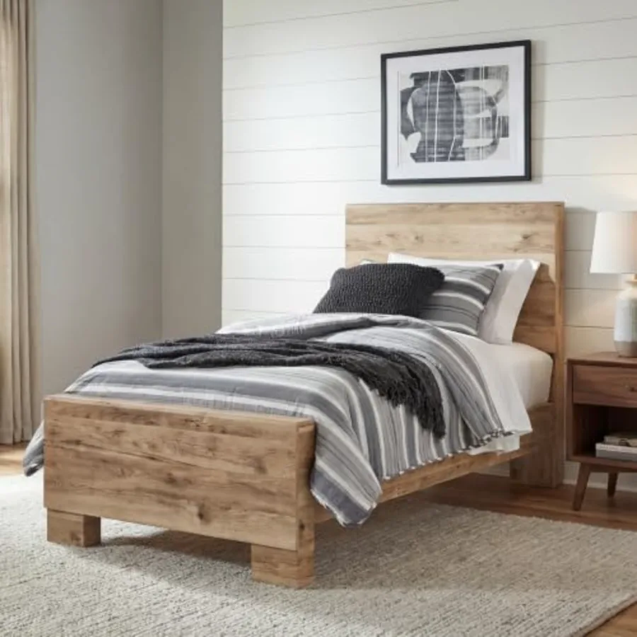 Hyanna Rustic Farmhouse Twin Panel Bed Frame