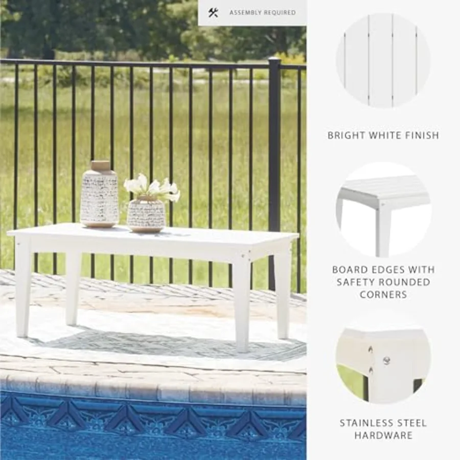 Hyland Wave Modern Weather Resistant HDPE Outdoor Coffee Table view 4
