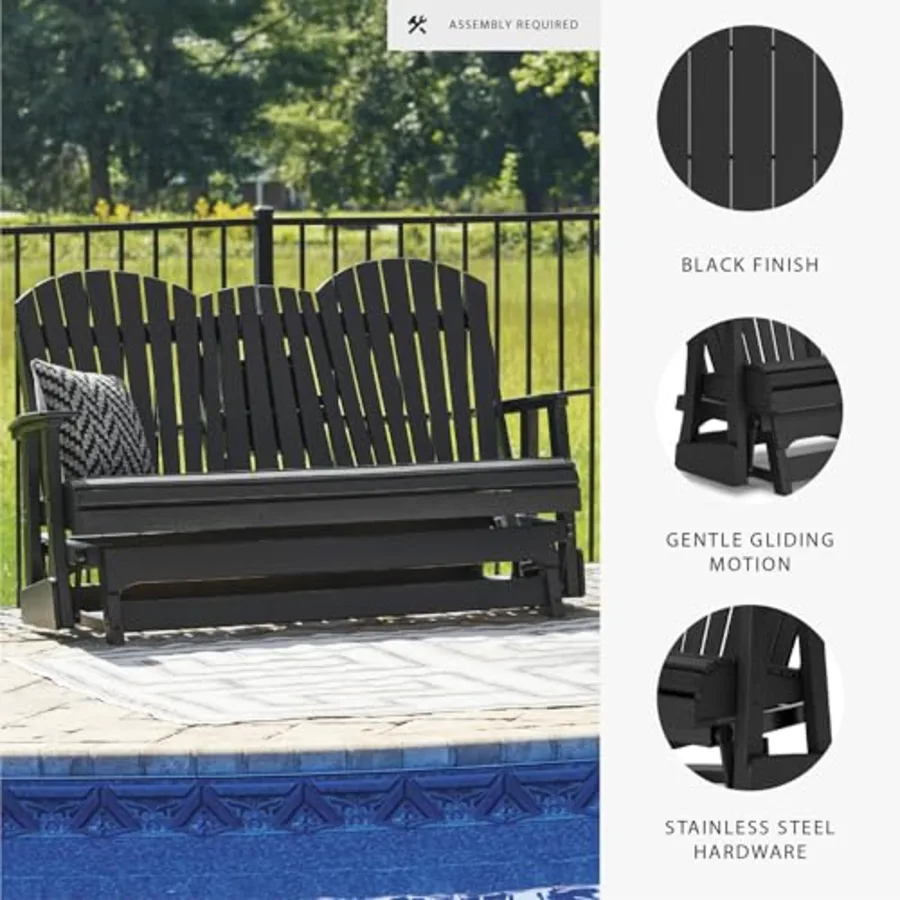 Hyland Wave Modern Weather Resistant HDPE Outdoor Glider view 3