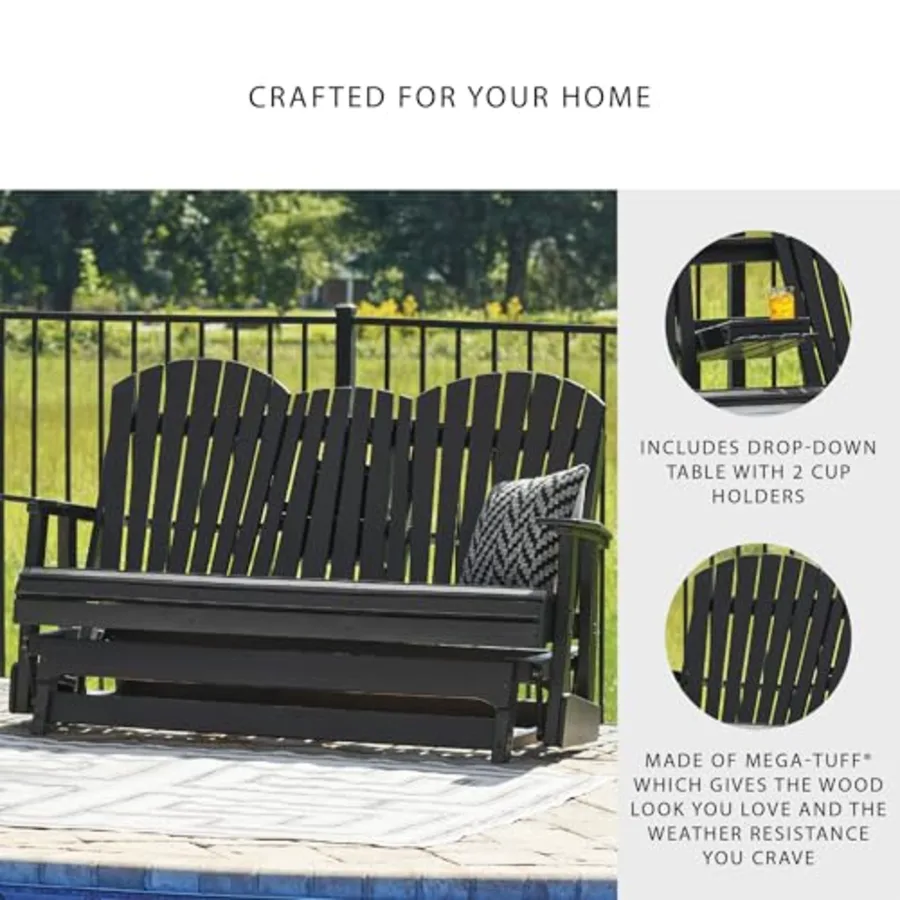 Hyland Wave Modern Weather Resistant HDPE Outdoor Glider view 4