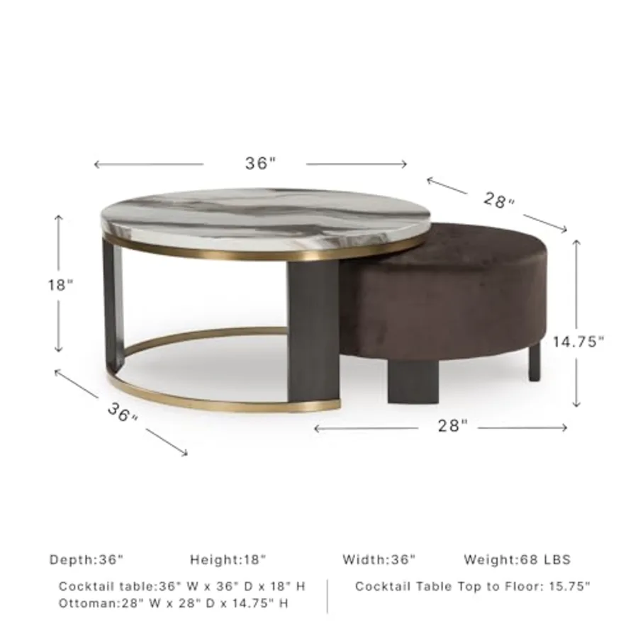 Jazmore Contemporary Faux Marble Nesting Coffee Table view 3