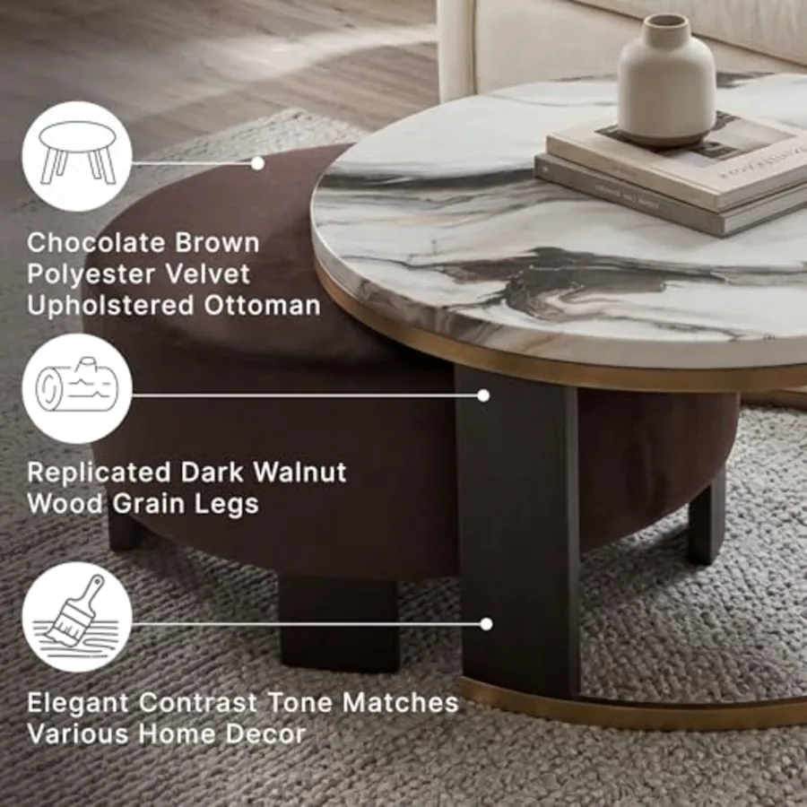 Jazmore Contemporary Faux Marble Nesting Coffee Table view 4
