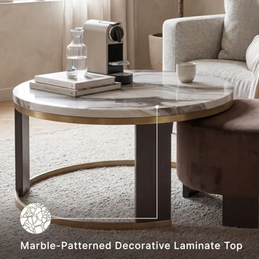 Jazmore Contemporary Faux Marble Nesting Coffee Table view 5