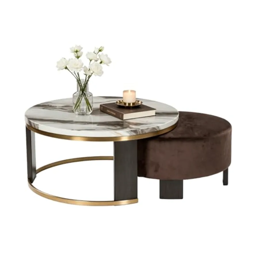 Jazmore Contemporary Faux Marble Nesting Coffee Table