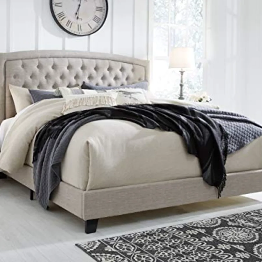 Jerary Farmhouse Button-Tufted Upholstered Platform Bed view 2