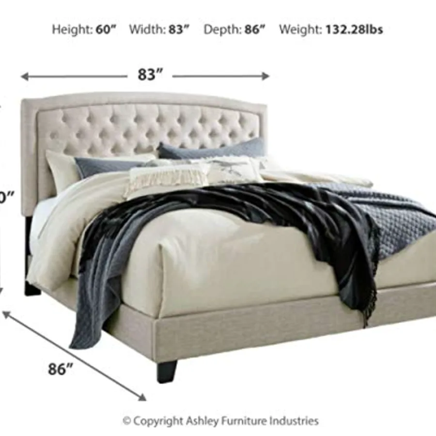 Jerary Farmhouse Button-Tufted Upholstered Platform Bed view 3
