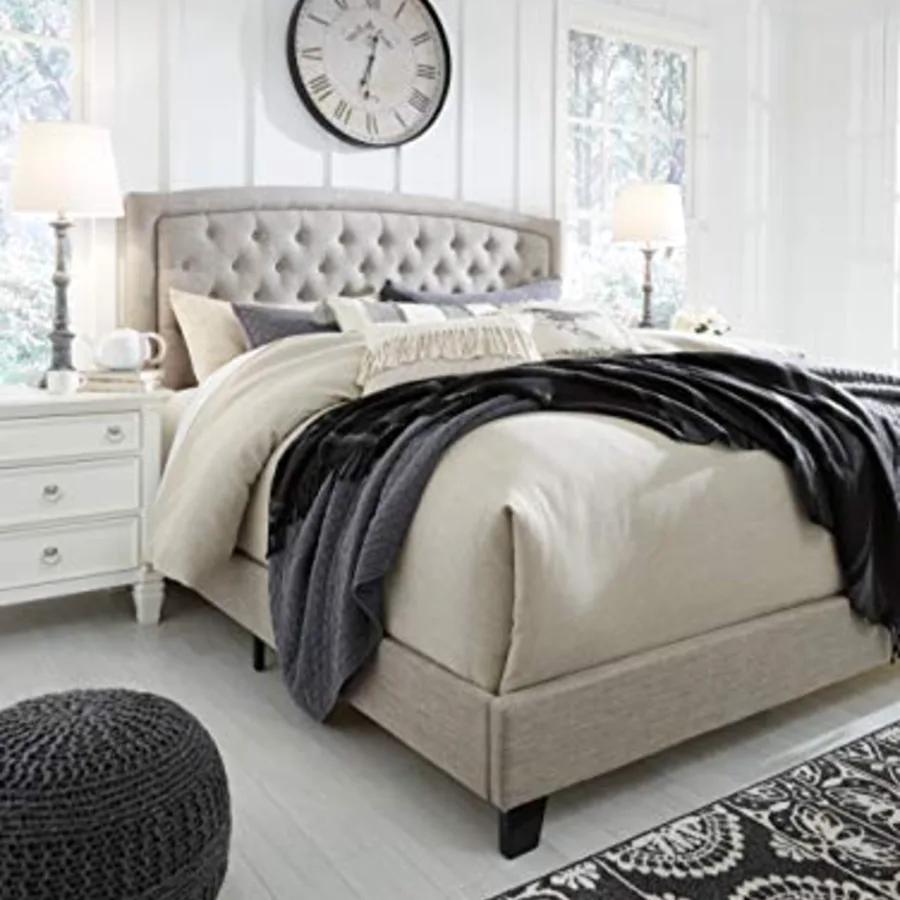 Jerary Farmhouse Button-Tufted Upholstered Platform Bed view 4