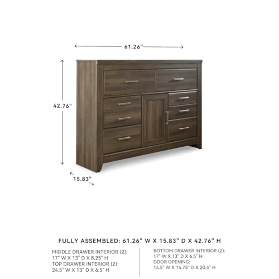 Juararo Rustic 6 Drawer Dresser with 1 Cabinet & Adjustable view 3